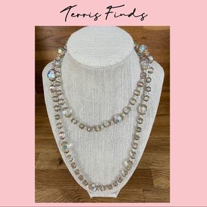 Vintage Aurora Borealis Beaded Necklace with Caps